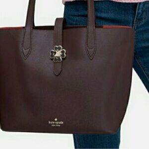 Kate Spade Kaci Large Leather Tote Chocolate Cherry RARE